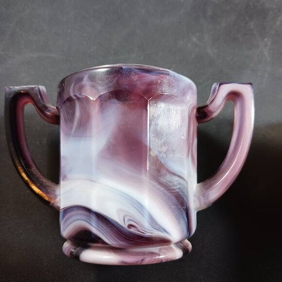 Vintage 2pcs Slag Glass Imperial Brown and Purple Small Toothpick Holders - Picture 12 of 12